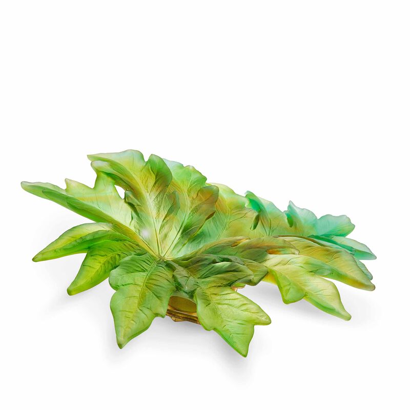 daum born o wall leaf figurine large green