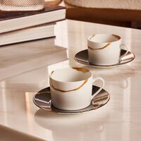 Kintsugi Charbon Teacups And Saucers - Set Of 2 برناردو kintsugi charbon teacups and saucers set of 2
