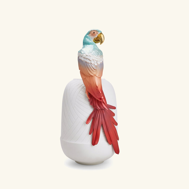 lladro macaw bird vase large red
