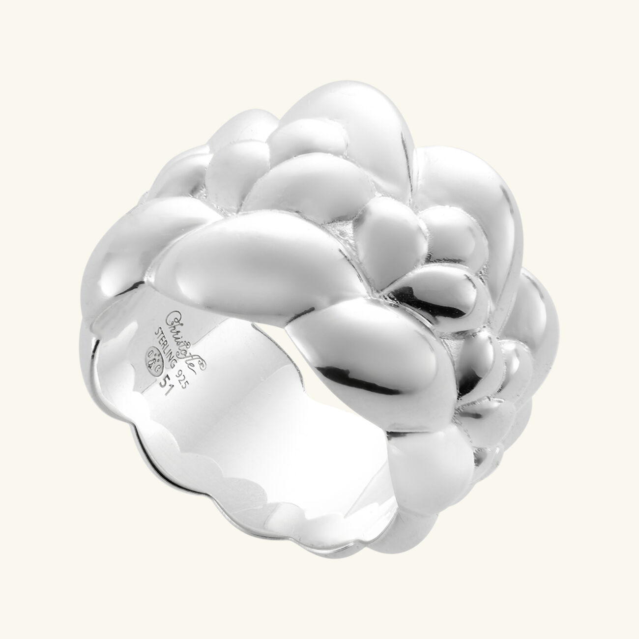 كريستوفل خاتم بابيلون كبير فضي   مقاس 53