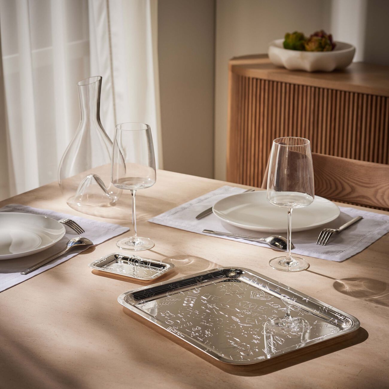 christofle graffiti serving tray rectangular medium silver plated