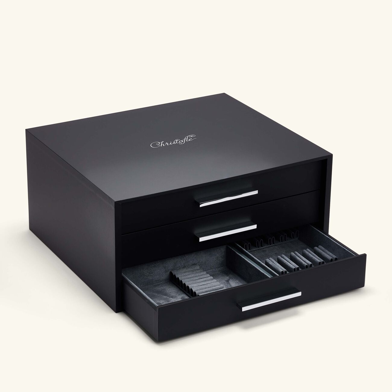 christofle storage chest with 3 drawers black