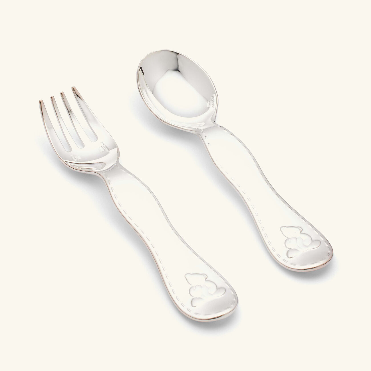 christofle charlie bear two piece baby flatware set silver