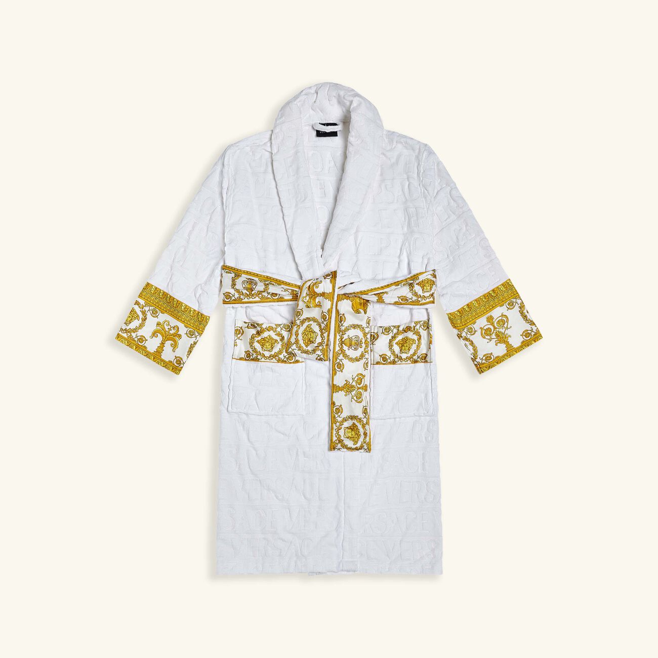 versace i love baroque bath robe white