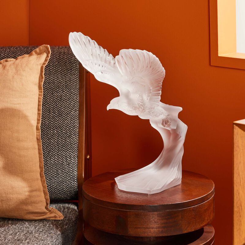 lalique golden eagle sculpture medium clear