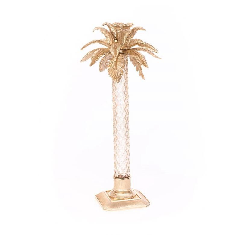 Delmont Palm Leaf Gilded Glass Candlestick, large