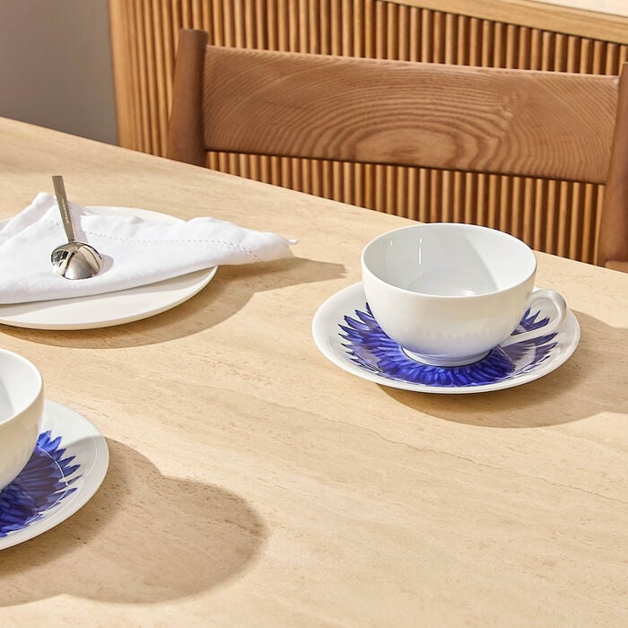bernardaud in bloom coffee cup   saucer blue set of 2