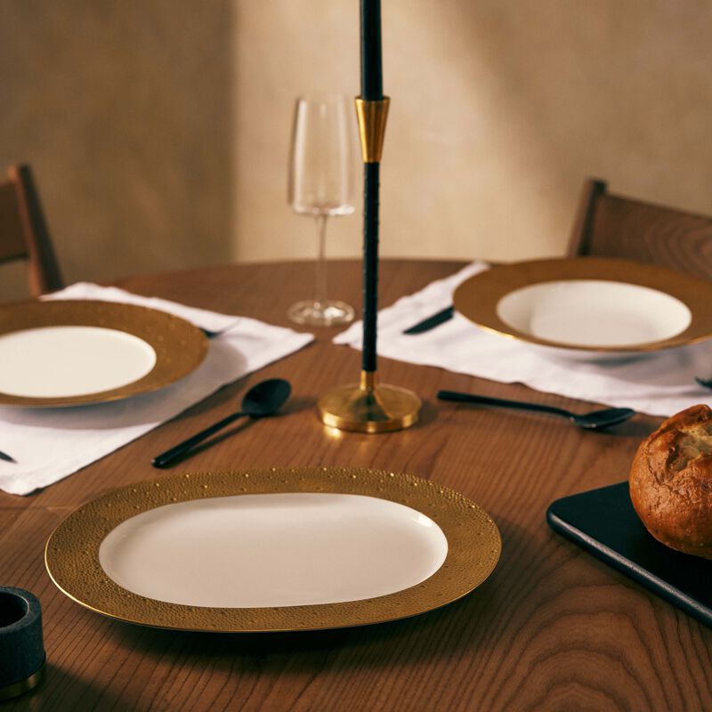 برناردو طبق أكومي أور بيضاوي باللون الذهبي 35 سم