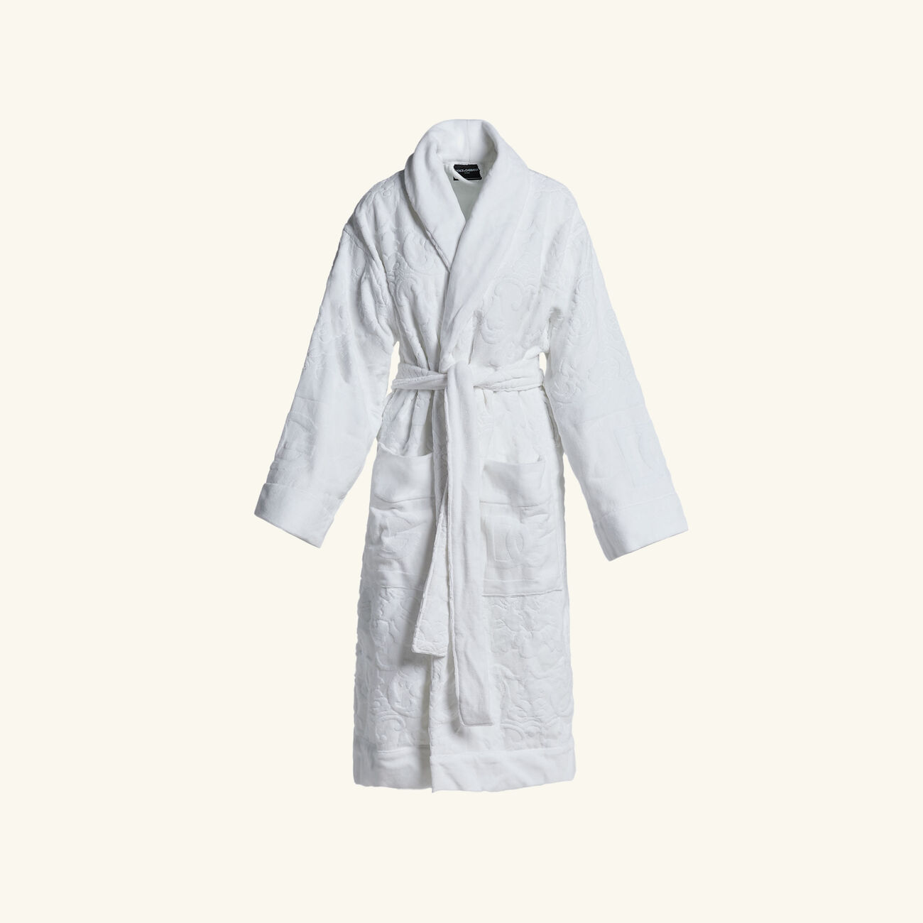 dolce gabbana casa terry cotton jacquard bath robe white