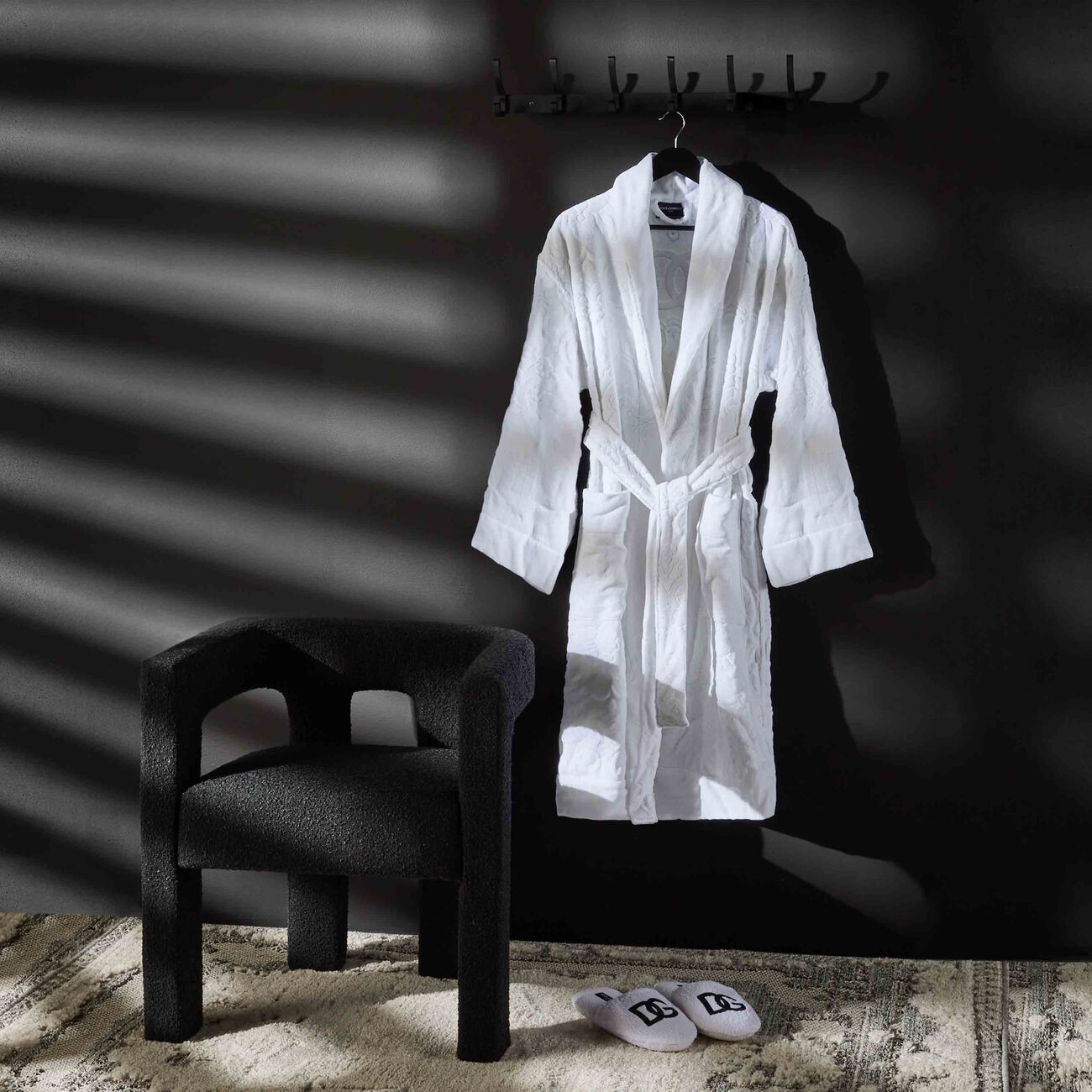 dolce gabbana casa terry cotton jacquard bath robe white