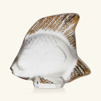 lalique fish figurine mini clear   gold