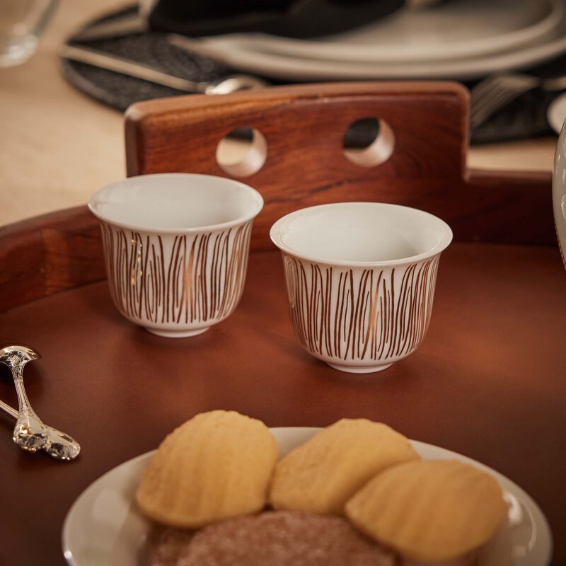 silsal tamrah by razan alazzouni stripes arabic coffee cup gold set of 2