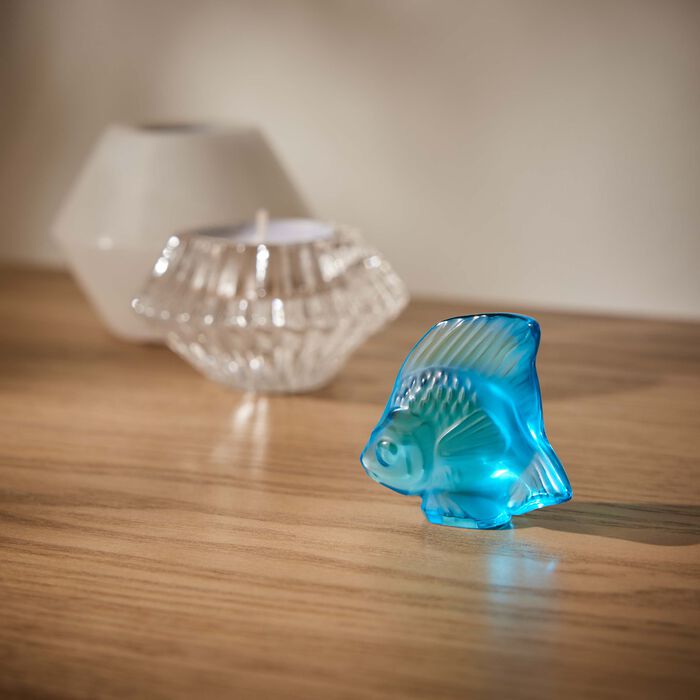 lalique fish figurine small blue