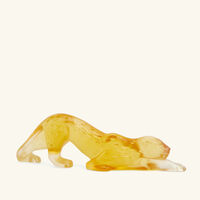 lalique zeila panther sculpture small yellow