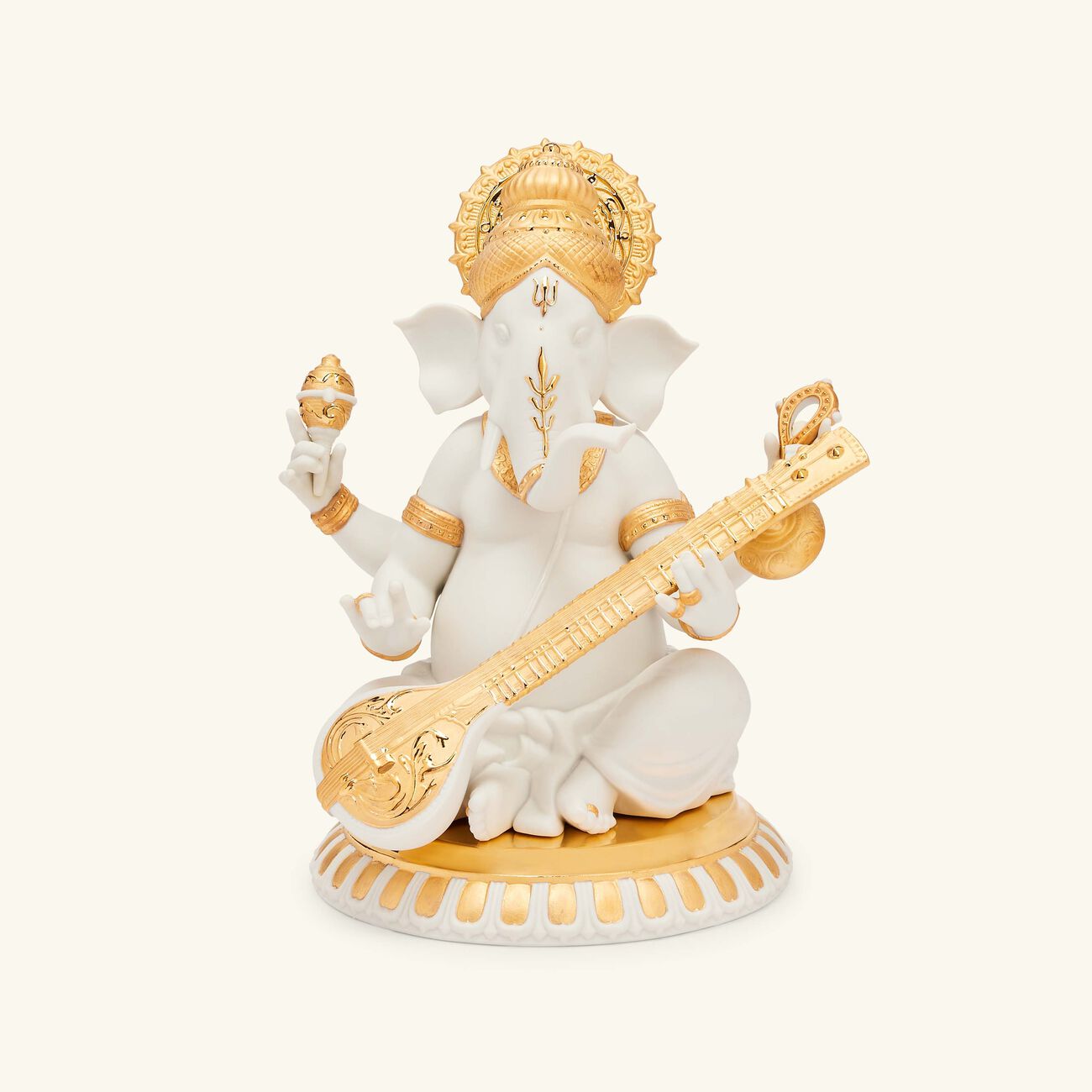 Veena Ganesha Sculpture Small White lladro veena ganesha sculpture small white