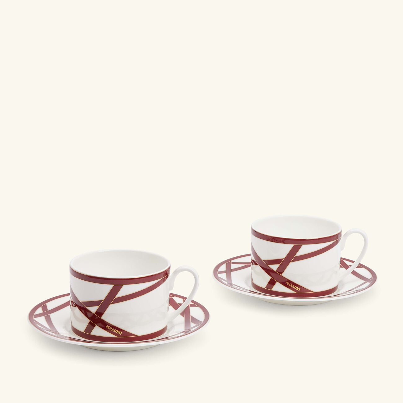 missoni home nastri tea cup saucer red set of 2