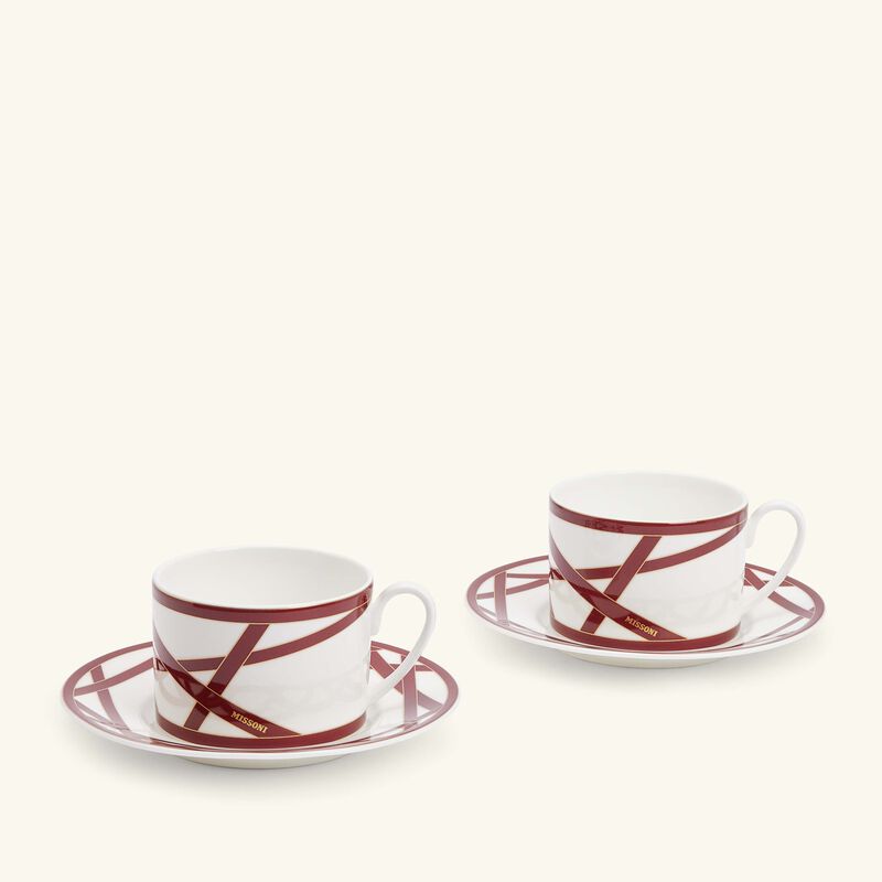 missoni home nastri tea cup saucer red set of 2