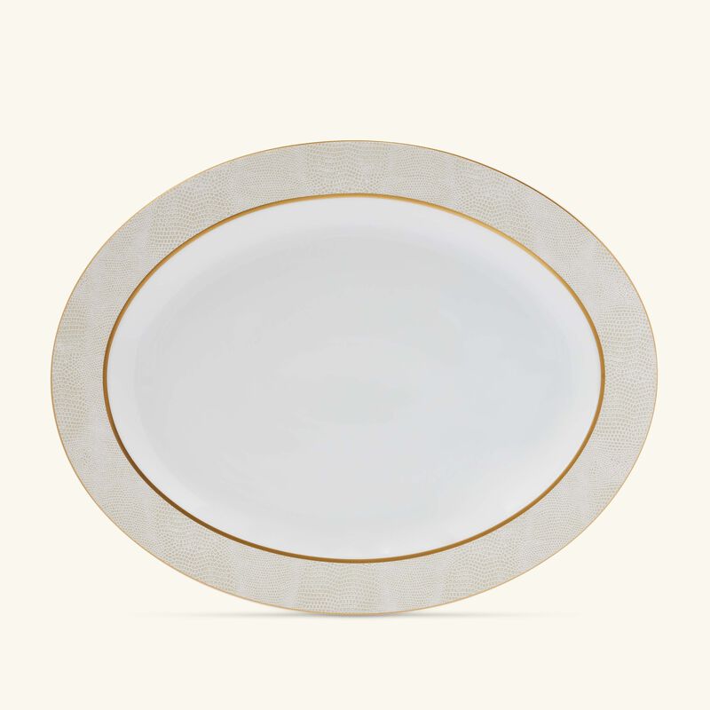 bernardaud sauvage blanc serving platter oval gold 39cm