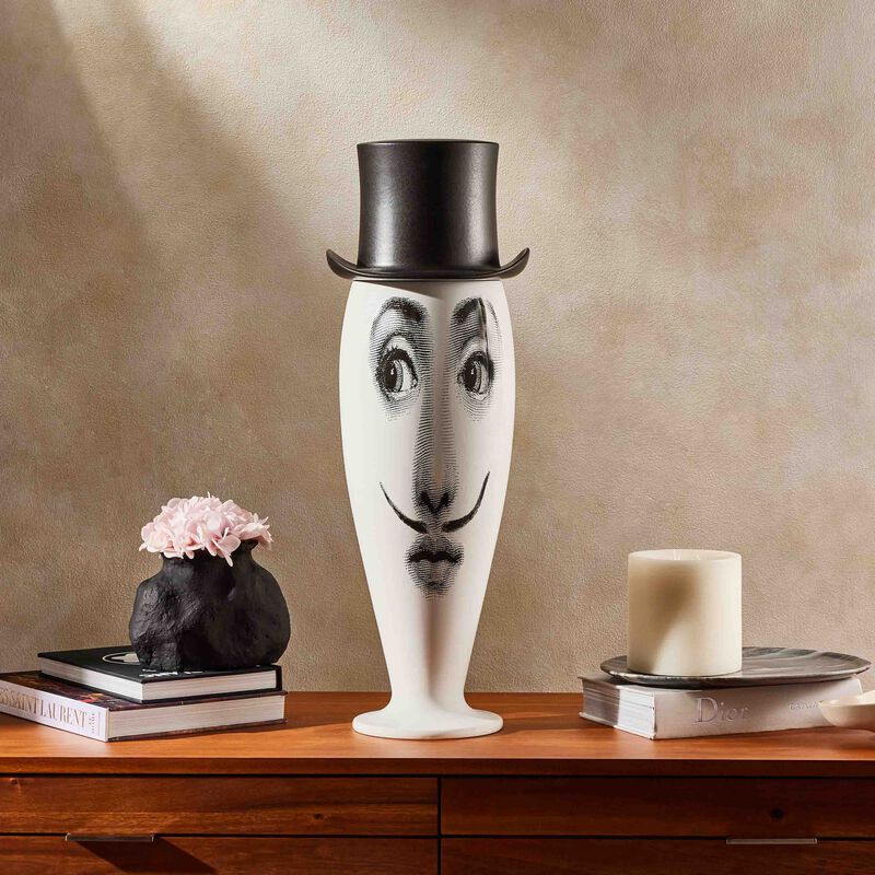 fornasetti smilzo moustache vase medium white