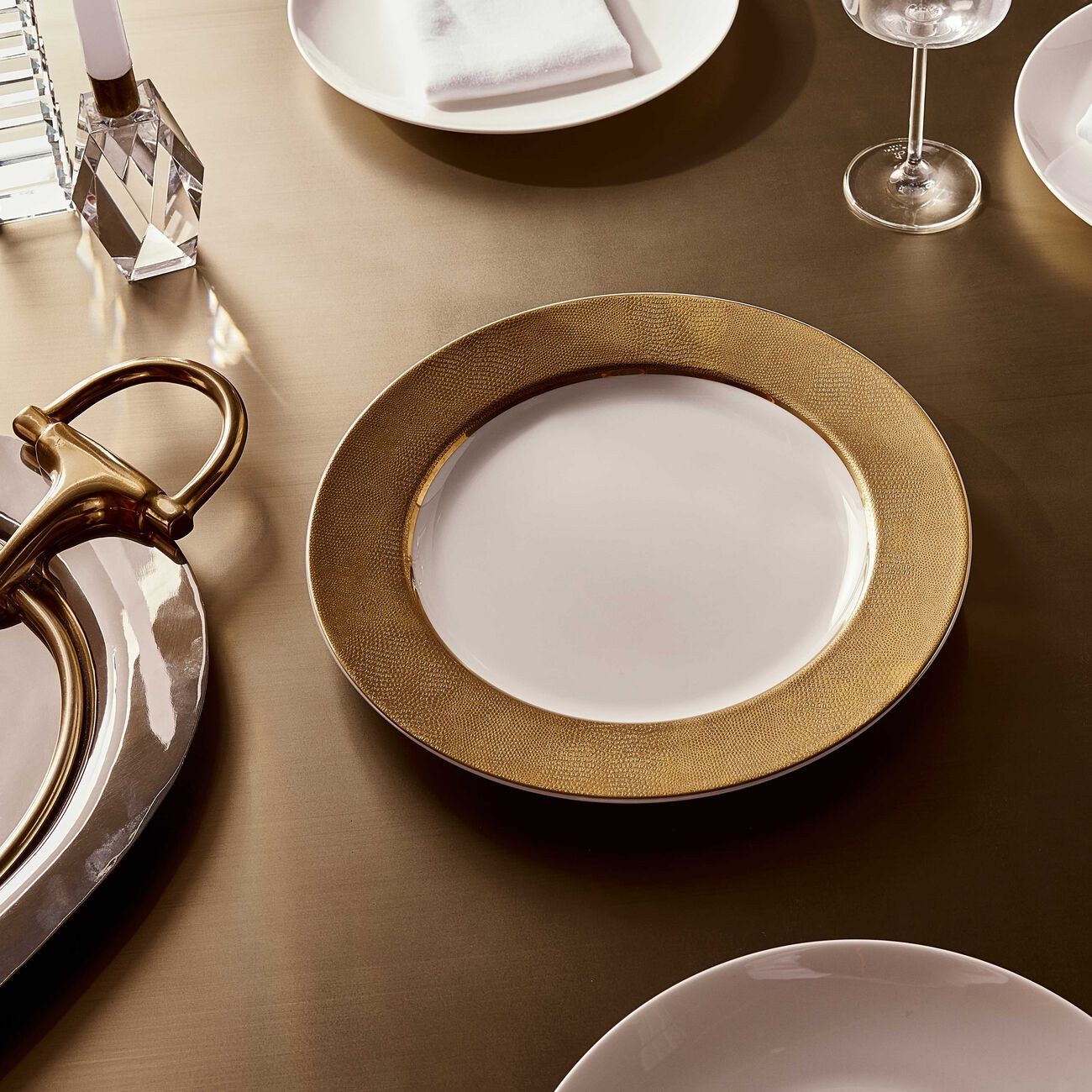 bernardaud sauvage blanc service plate round gold 29cm