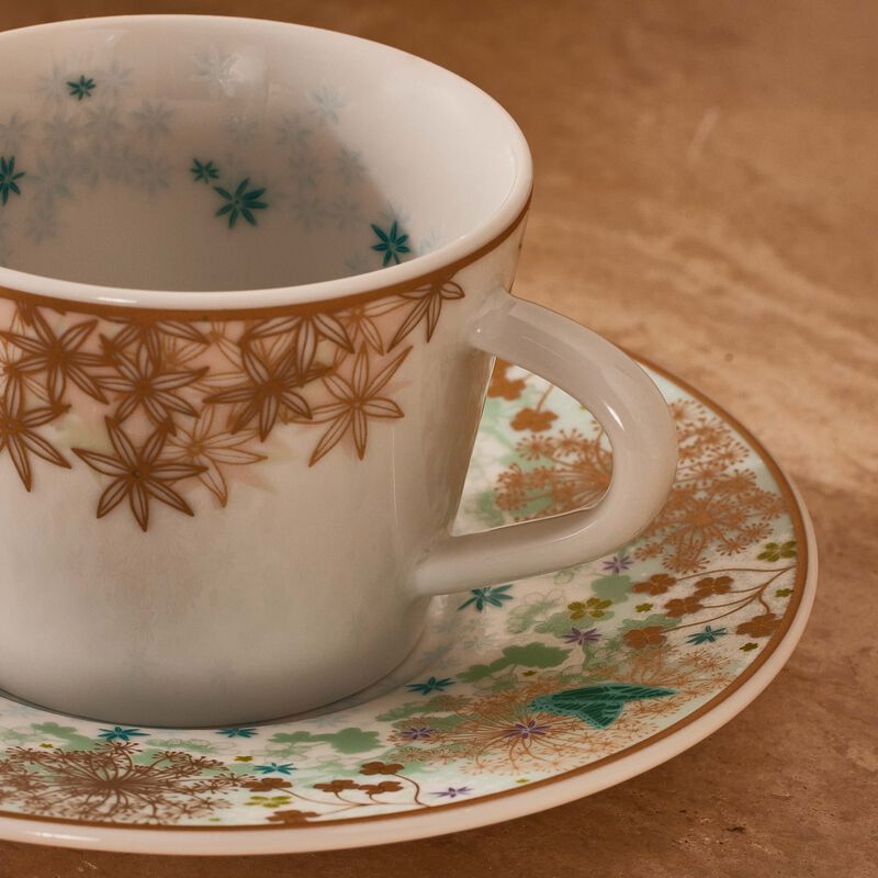 bernardaud feerie michael cailloux coffee cup   saucer blue
