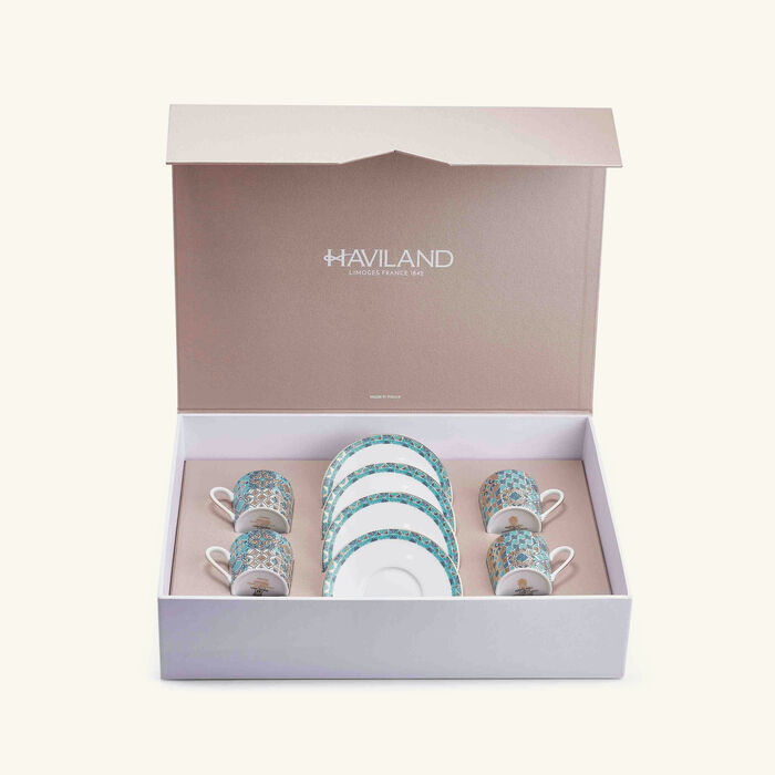 haviland portofino coffee cup saucer blue set of 4