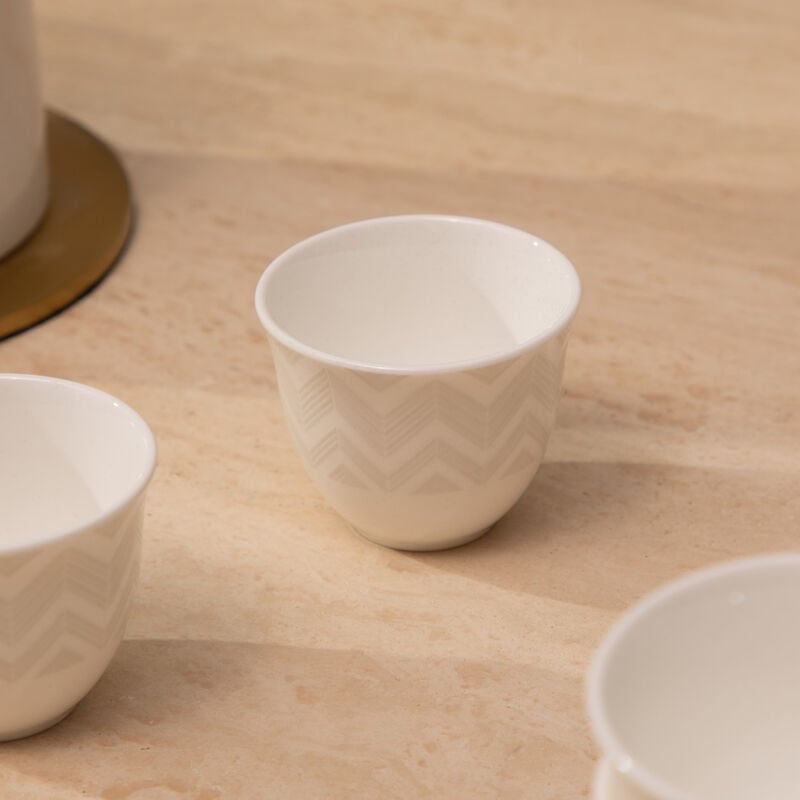 فنجان عربي زيج زاج أبيض طقم ست قطع ميسوني هوم فنجان عربي زيج زاج أبيض طقم ست قطع