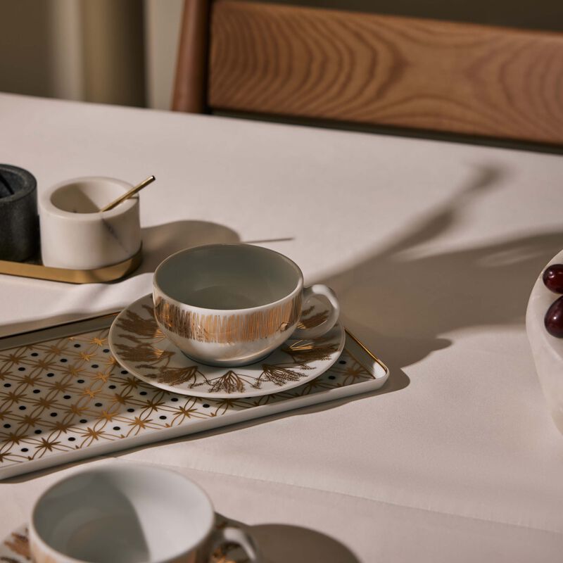 Tamrah by Razan Alazzouni Tea Cup & Saucer Gold Set of 2 silsal tamrah by razan alazzouni tea cup saucer gold set of 2