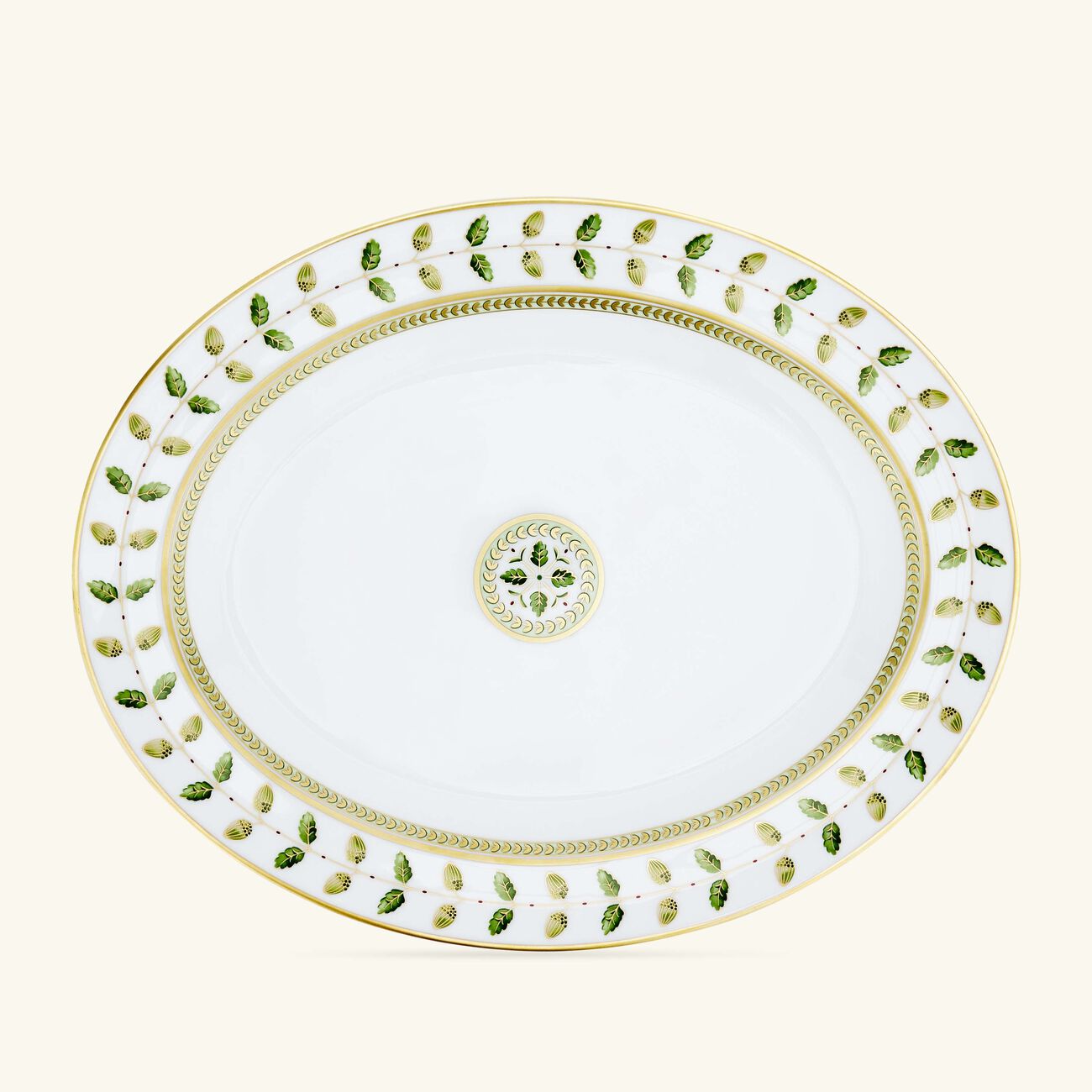 bernardaud constance platter oval green 33cm
