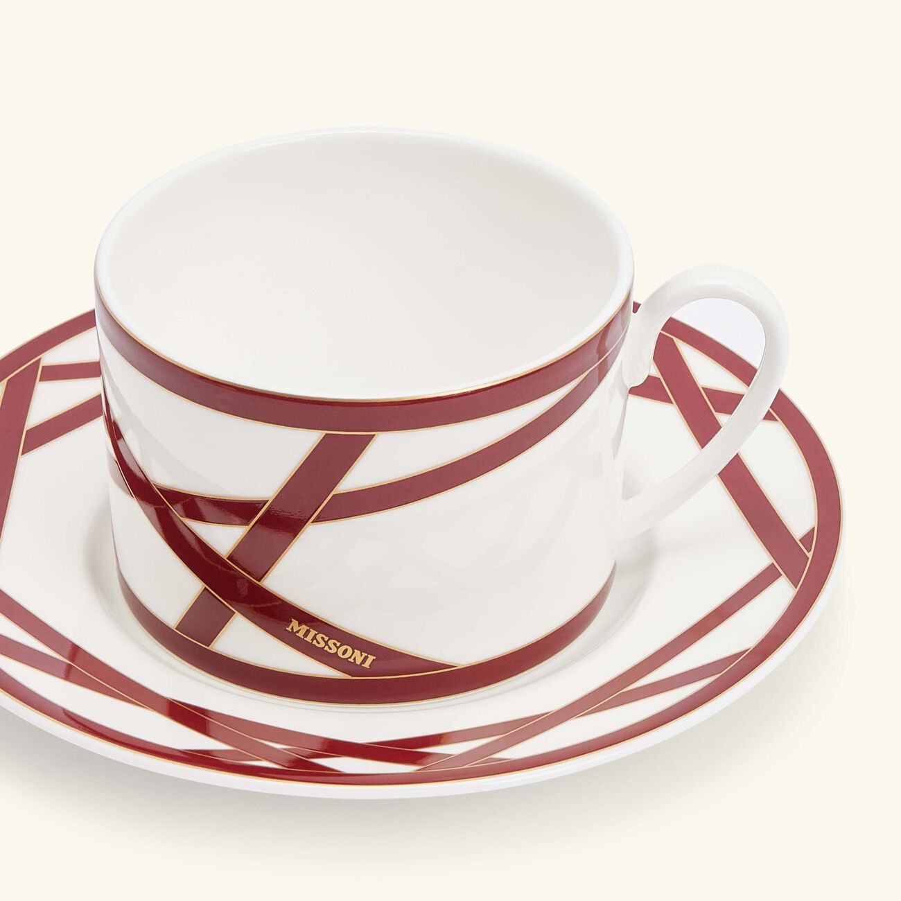missoni home nastri tea cup saucer red set of 2