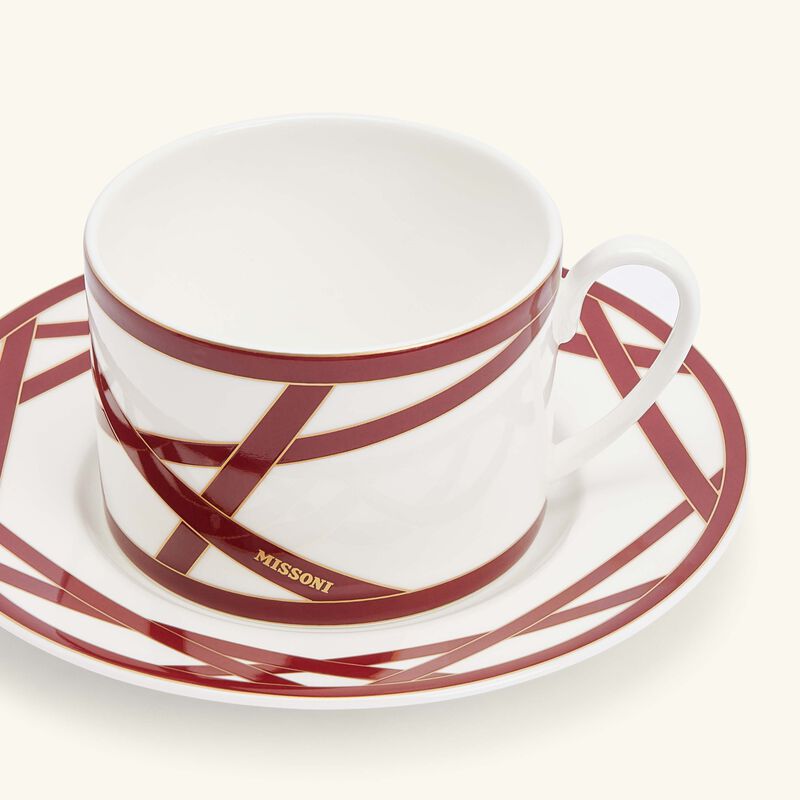 missoni home nastri tea cup saucer red set of 2