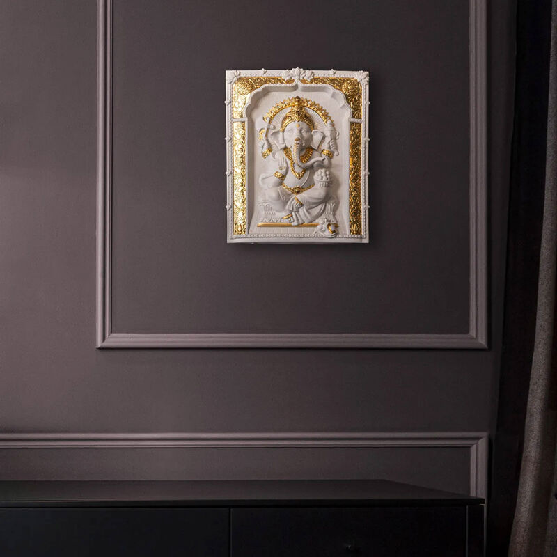 lladro lord ganesha wall art medium white