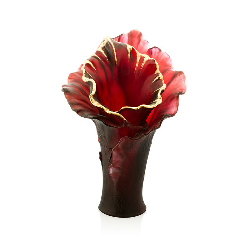 Large Red Gilded Arum Vase, large