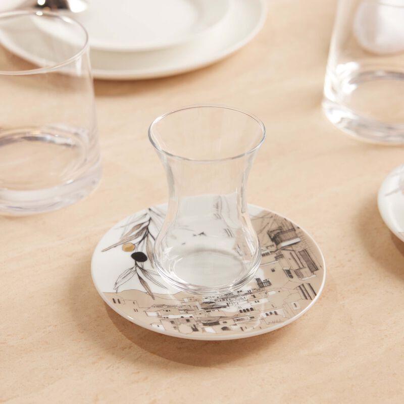 Naseem Tea Cup & Saucer Clear Set Of 6 silsal naseem tea cup saucer clear set of 6
