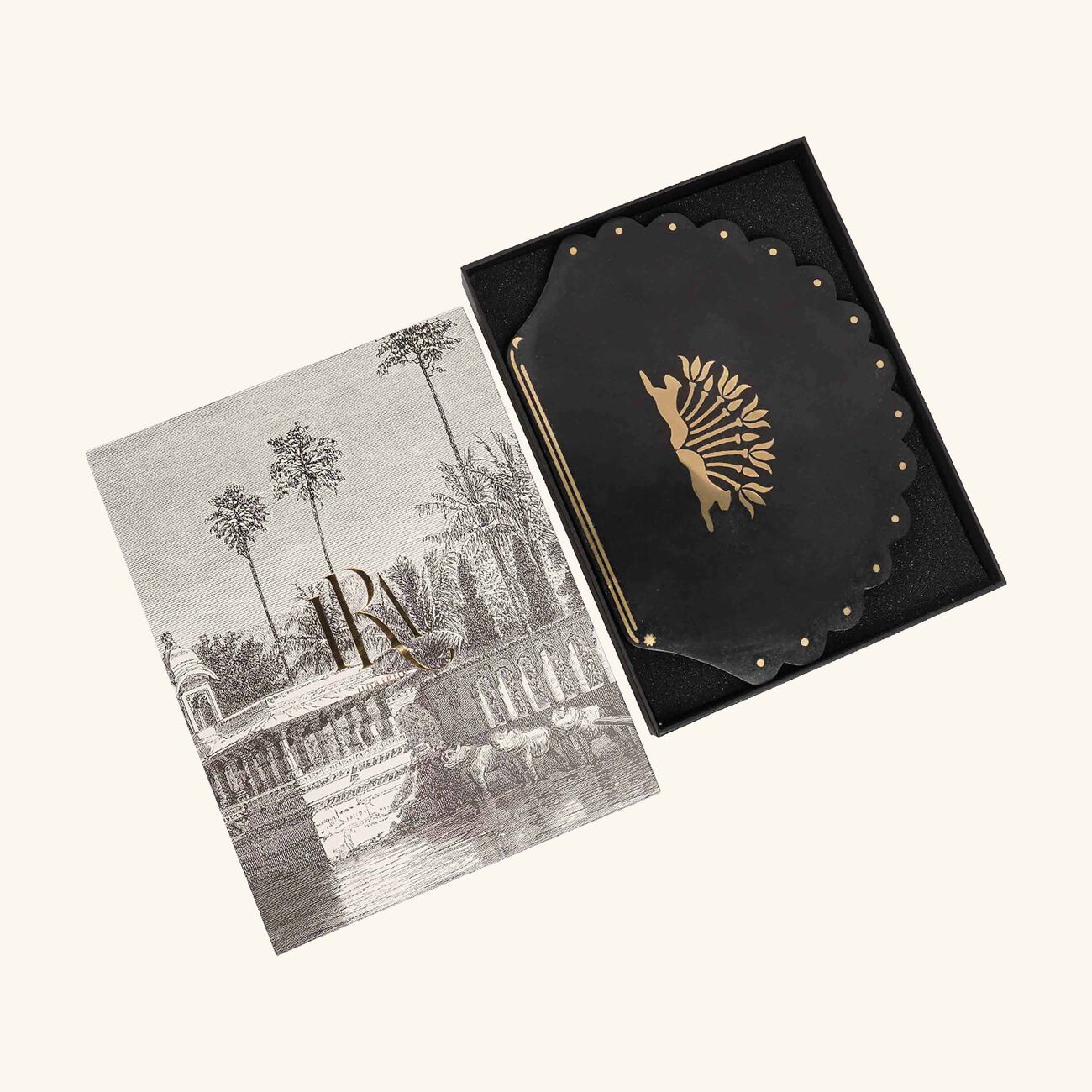 ira udaipur scalloped cheese platter black 24cm