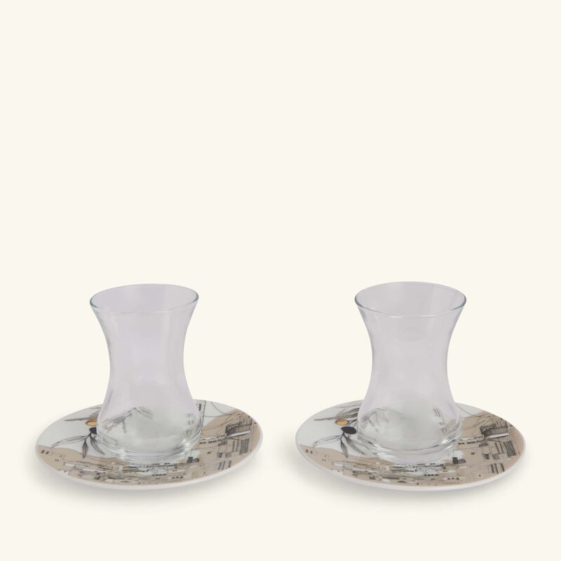 Naseem Tea Cup & Saucer Clear Set Of 2 silsal naseem tea cup saucer clear set of 2