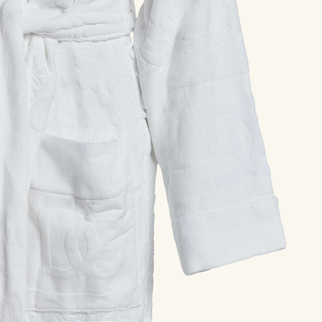 dolce gabbana casa terry cotton jacquard bath robe white