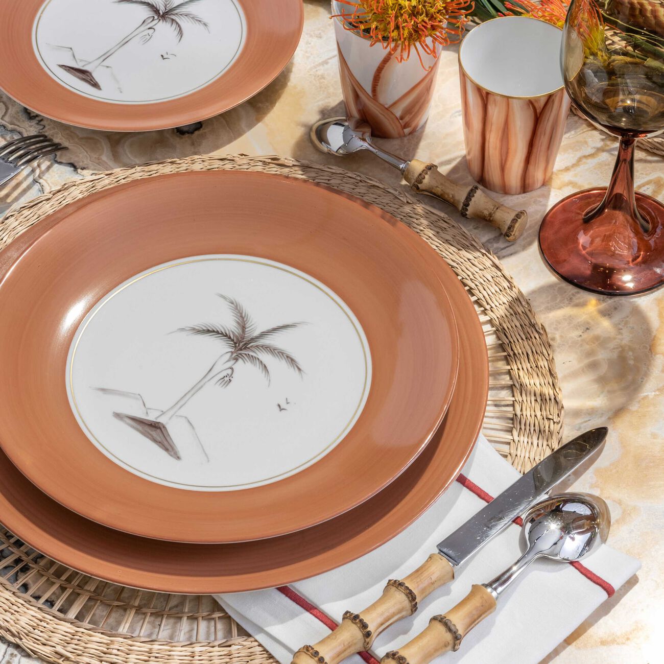 marie daage bamboo colonies dinner plate round pink 26cm