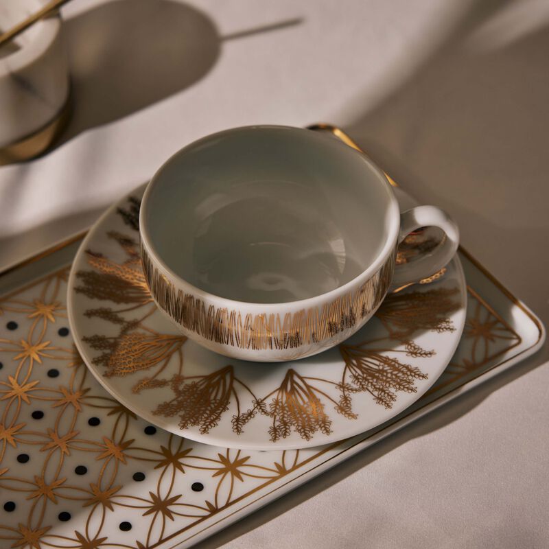 Tamrah by Razan Alazzouni Tea Cup & Saucer Gold Set of 2 silsal tamrah by razan alazzouni tea cup saucer gold set of 2