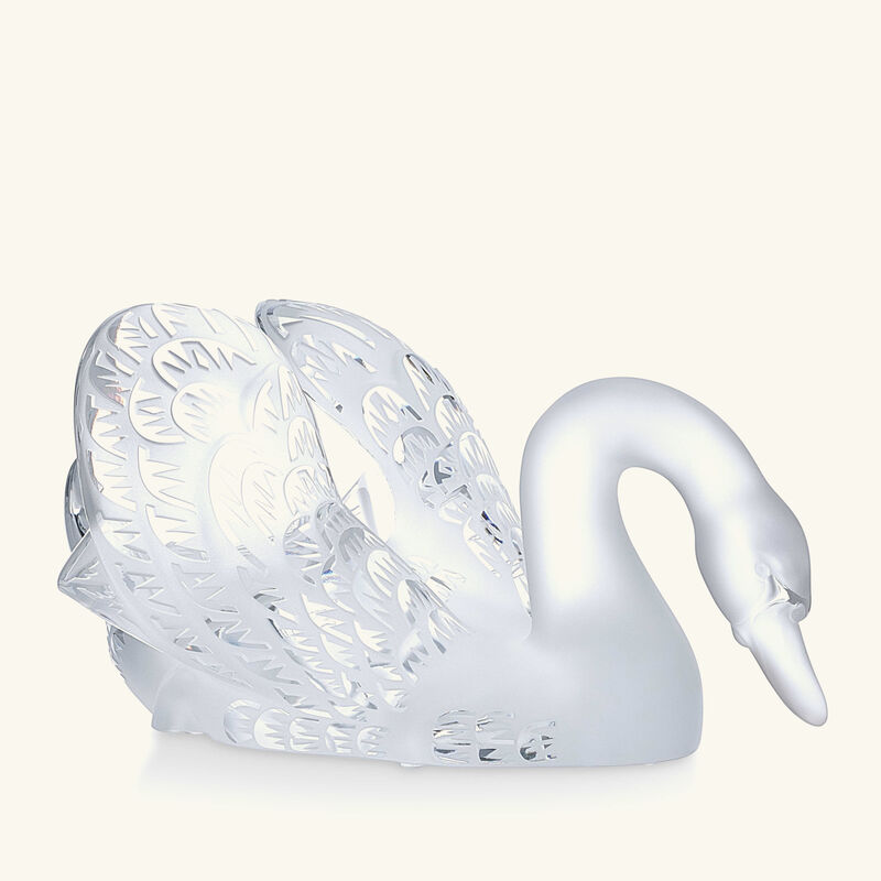lalique swan head down sculpture small clear