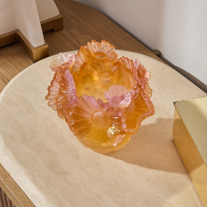daum or d abeille vase small orange limited edition