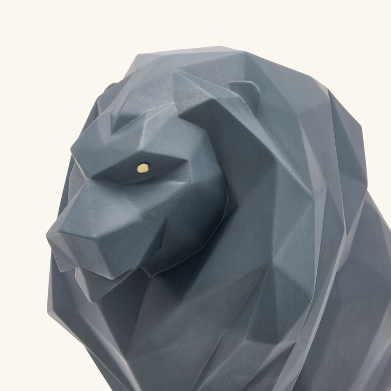 lladro lion sculpture medium black