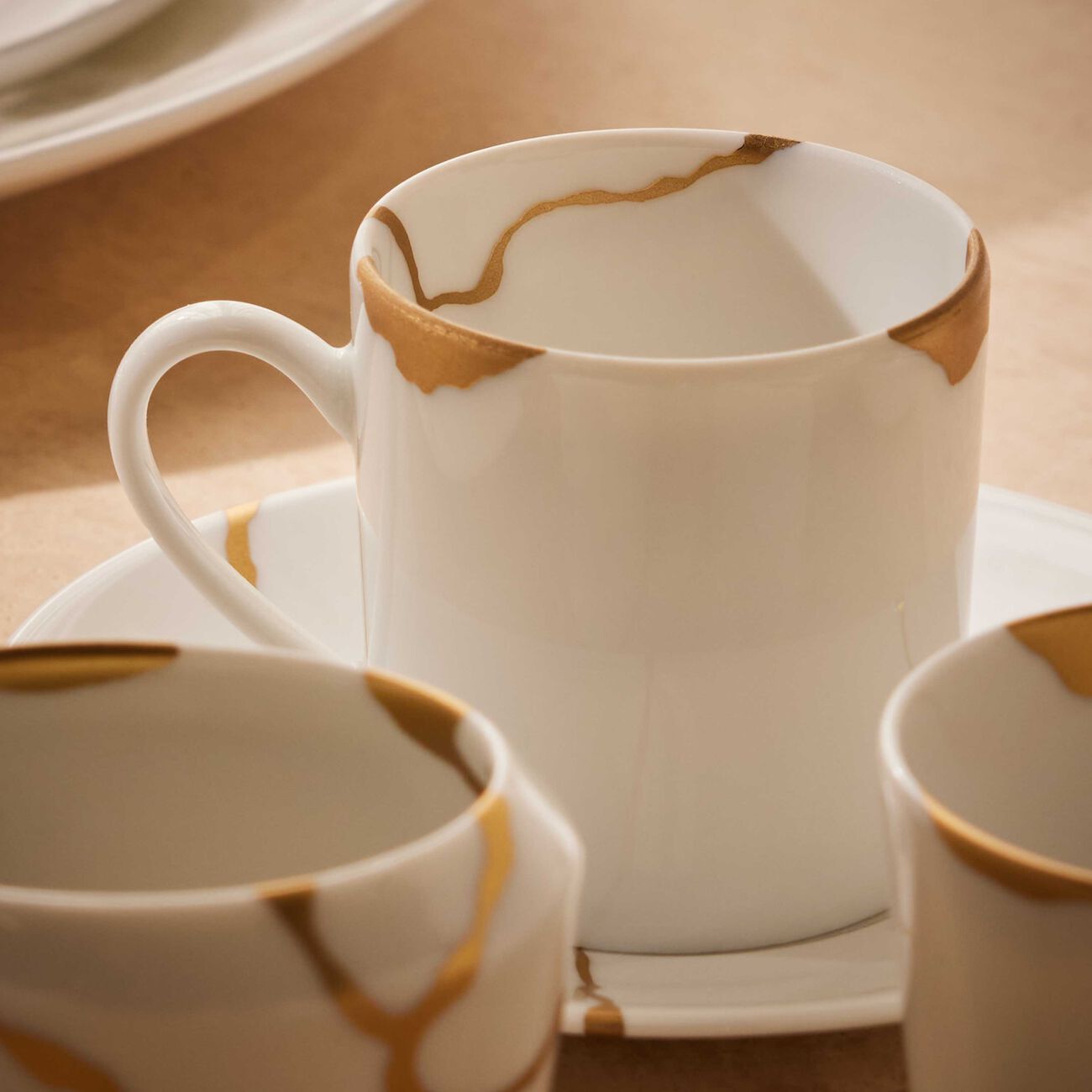 bernardaud kintsugi coffee cup saucer white set of 6