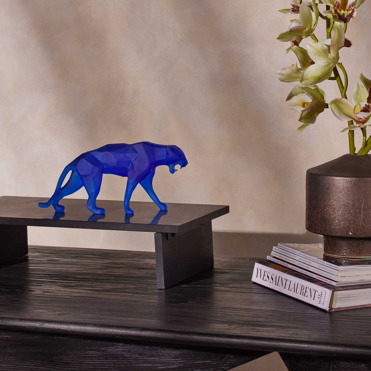 daum wild panther sculpture small blue limited edition