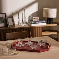 دملاج صينية الضيافة حياة حمراء اللون بتصميم مستطيل 49   34 سم