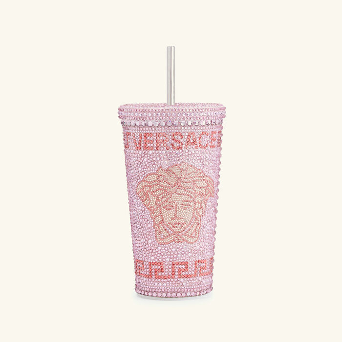 versace medusa crystal travel cup pink