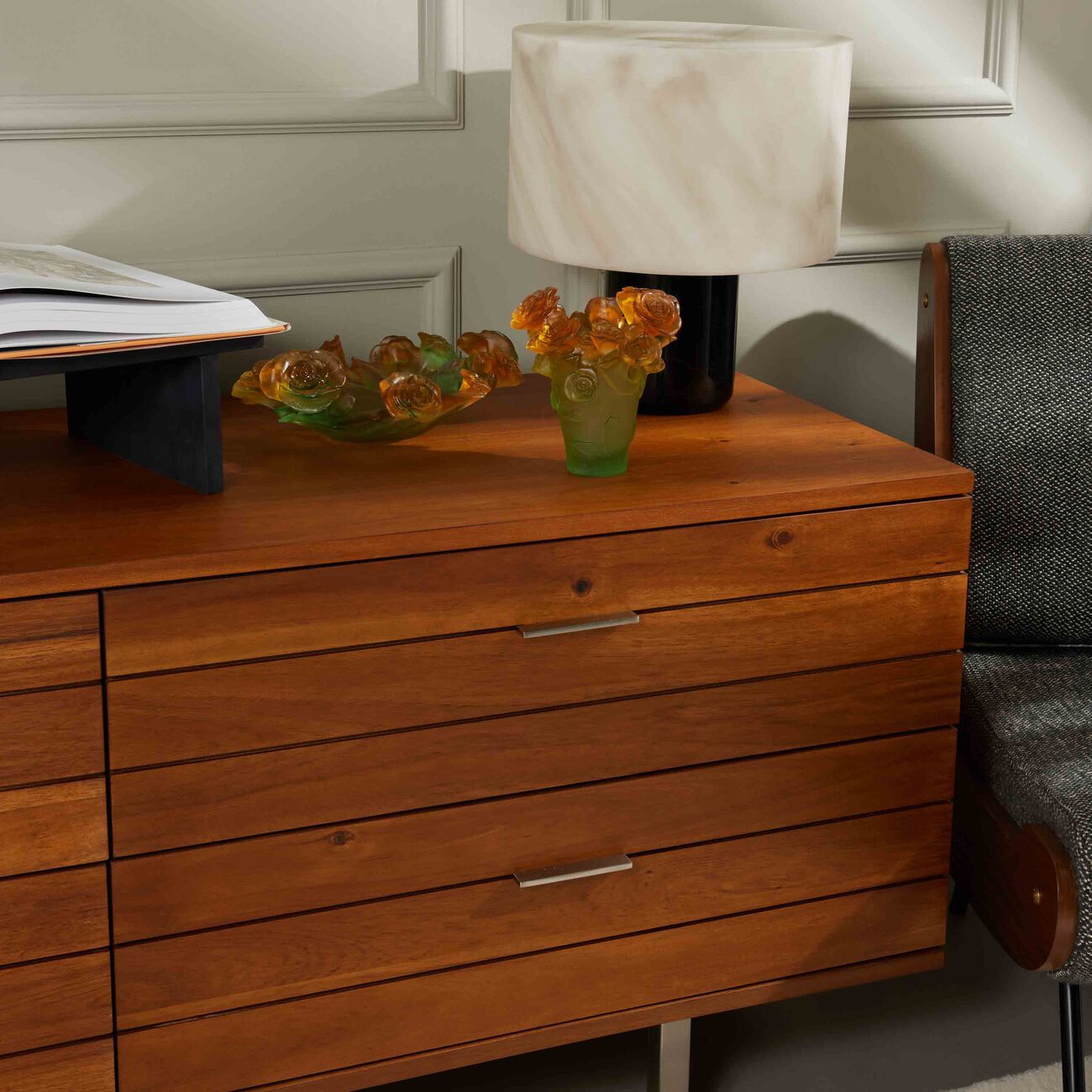 daum rose vase mini green