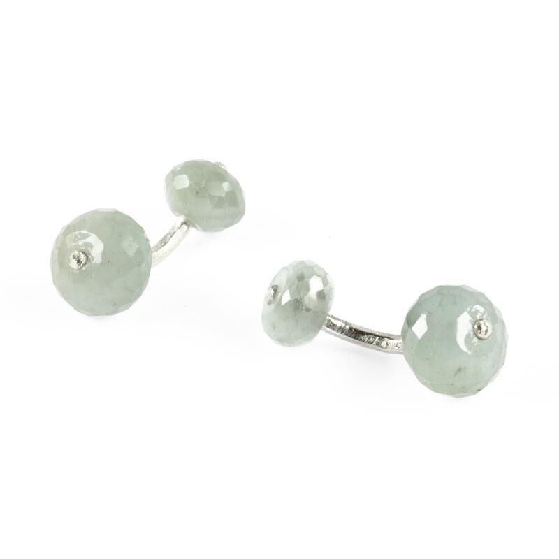 Cufflinks Aquamarine Silver With Box Cufflinks Aquamarine Silver With Box, large