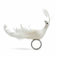 Frost Bird Napkin Ring in White & Silver, small