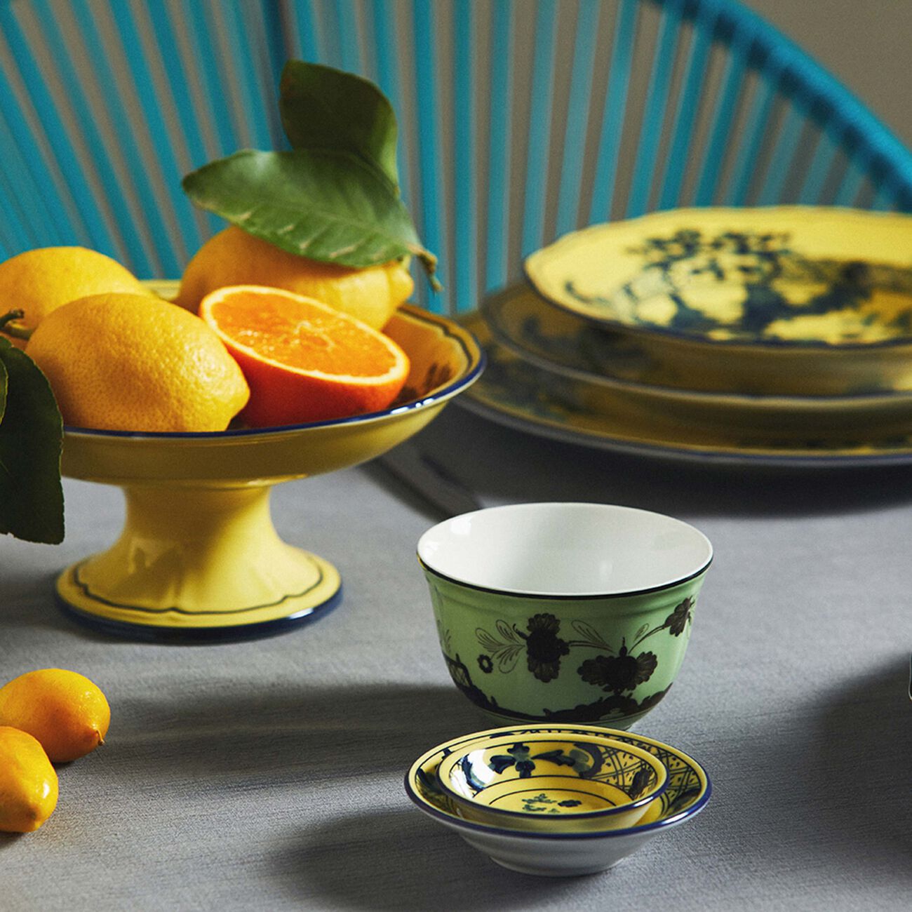 ginori 1735 oriente italiano fruit stand yellow